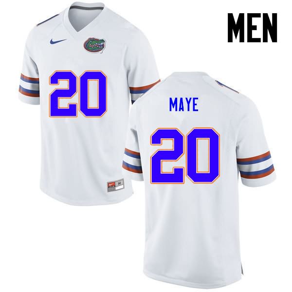 Men's NCAA Florida Gators Marcus Maye #20 Stitched Authentic Nike White College Football Jersey XUJ7765MA